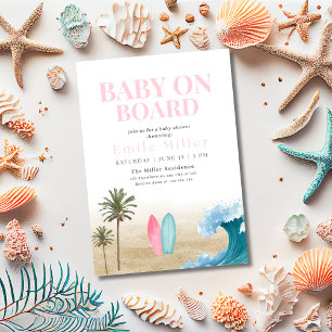 Baby On Board Baby Shower, Surf Strand Baby Shower Kaart