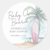 Baby On Board Beach Baby Shower Ronde Sticker (Voorkant)