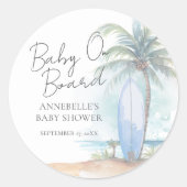 Baby On Board Beach Baby Shower Ronde Sticker (Voorkant)