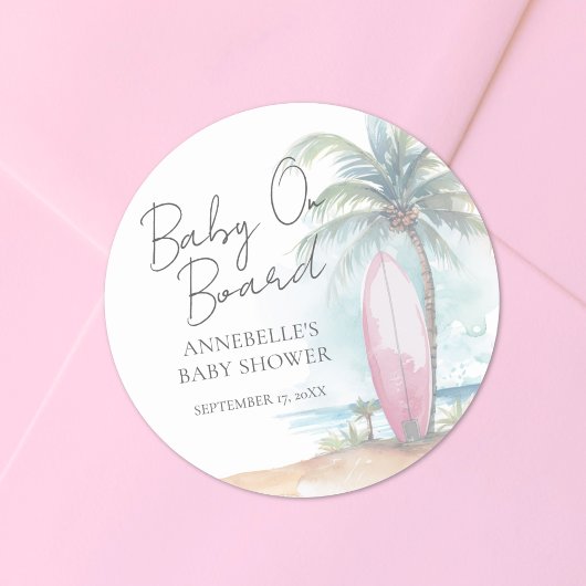 Baby On Board Beach Baby Shower Ronde Sticker