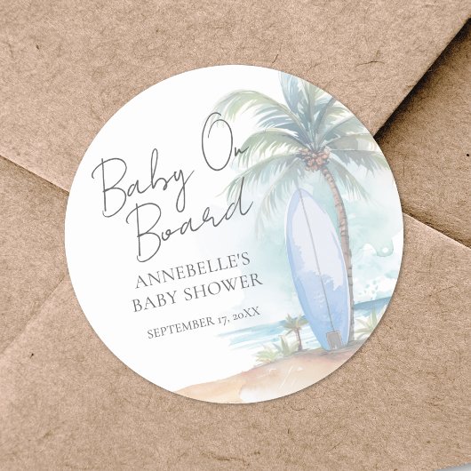 Baby On Board Beach Baby Shower Ronde Sticker