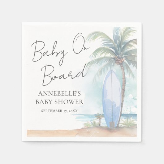Baby On Board Beach Baby Shower Servet (Voorkant)