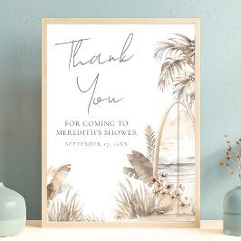 Baby On Board Beach Baby Shower Thank You Poster