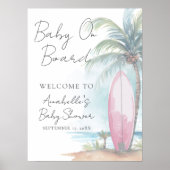 Baby On Board Beach Baby Shower Welcome Sign Poster (Voorkant)