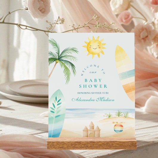 Baby on Board Beach Surf Baby shower Acryl Bord