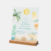 Baby on Board Beach Surf Baby shower Acryl Bord (Hoek)