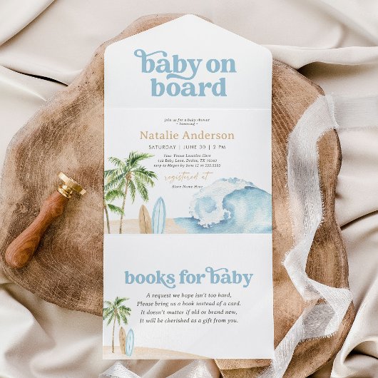 Baby on Board Beach Surf Baby shower All In One Uitnodiging