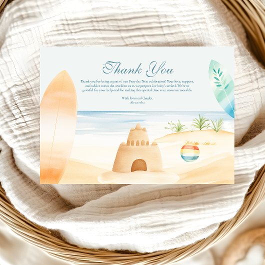Baby on Board Beach Surf Baby shower Bedankkaart