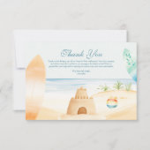 Baby on Board Beach Surf Baby shower Bedankkaart (Voorkant)