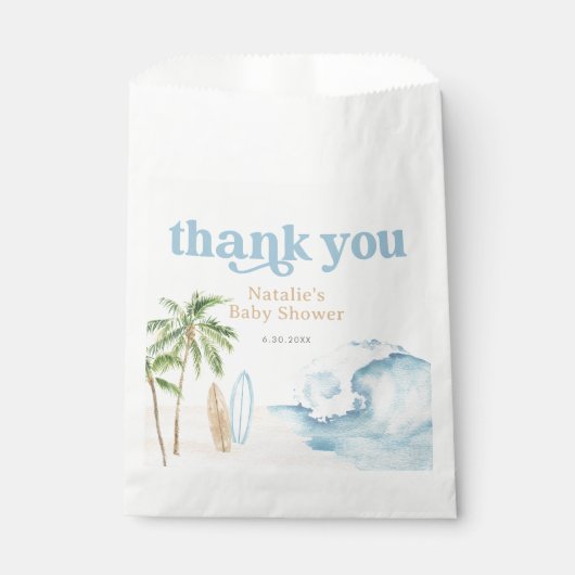 Baby on Board Beach Surf Baby shower Bedankzakje (Voorkant)
