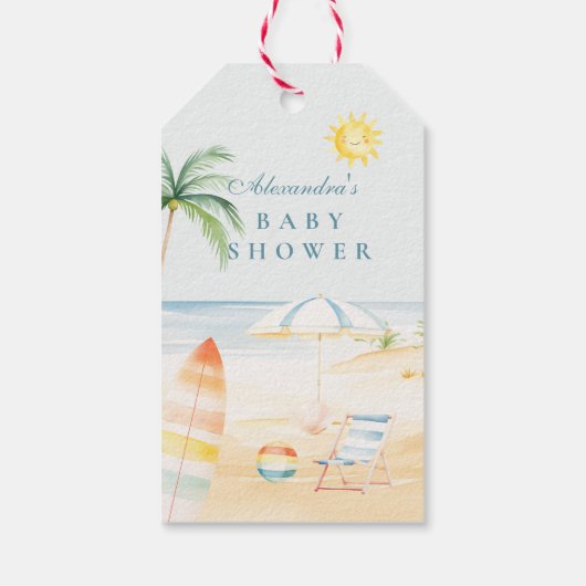 Baby on Board Beach Surf Baby shower Cadeaulabel (Achterkant)