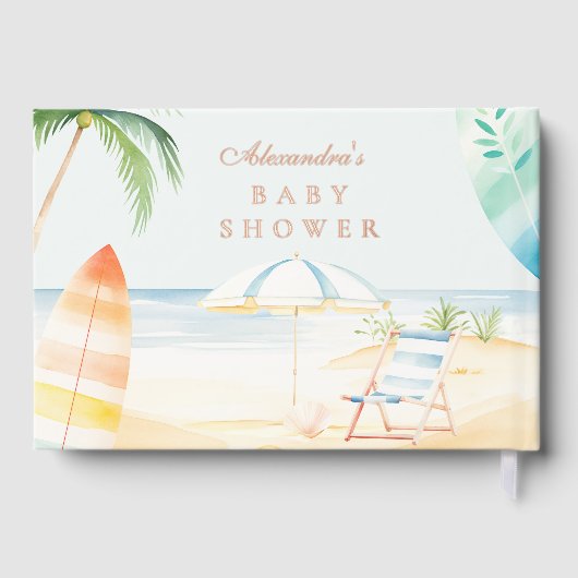 Baby on Board Beach Surf Baby shower Gastenboek (Achterkant)