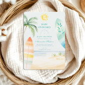 Baby on Board Beach Surf Baby shower Kaart