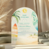 Baby on Board Beach Surf Baby shower Kaart