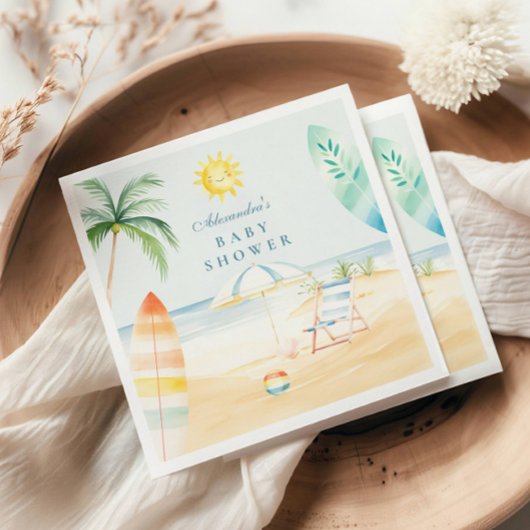 Baby on Board Beach Surf Baby shower Servet