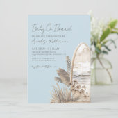 Baby On Board Blue Boho Beach Baby Shower Kaart (Staand voorkant)