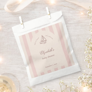 Baby On Board Elegant Pink Sailboat Baby Shower Bedankzakje
