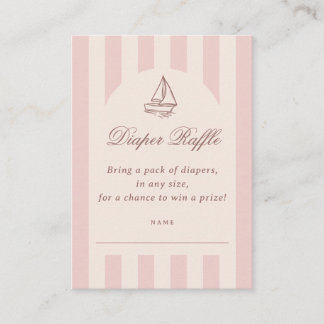 Baby On Board Elegant Pink Sailboat Diaper Raffle Informatiekaartje