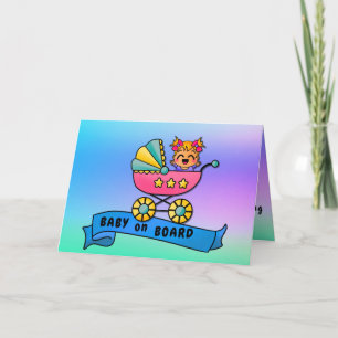 Baby on board Gefeliciteerd Girls Birth Kaart