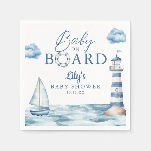 Baby On Board Nautical Baby Shower Servet (Voorkant)