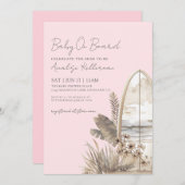 Baby On Board Pink Boho Beach Baby Shower Kaart (Voorkant / Achterkant)