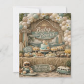 Baby on Board retro beach Baby Shower invitation (Achterkant)