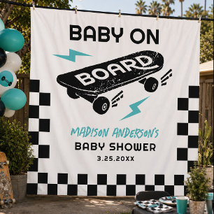 Baby on Board Skateboard Baby Shower Achtergrond  Wandkleed