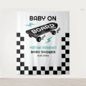 Baby on Board Skateboard Baby Shower Backdrop Wandkleed (Voorkant)