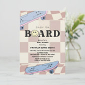 Baby on Board Skateboard Baby Shower party Invitat Kaart (Staand voorkant)