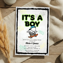 Baby on Board Skateboard Baby Shower party Invitat Kaart