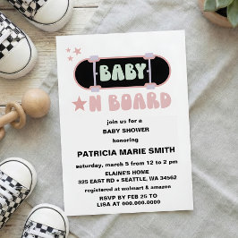 Baby on Board Skateboard Baby Shower party Invitat Kaart
