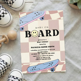 Baby on Board Skateboard Baby Shower party Invitat Kaart