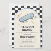 Baby on Board Skateboard Baby Shower party Kaart (Voorkant)