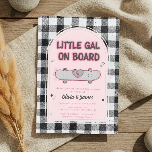 Baby on Board Skateboard Baby Shower party Kaart
