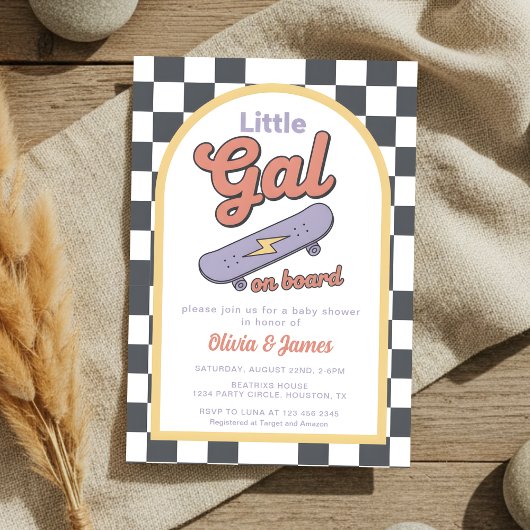 Baby on Board Skateboard Baby Shower party Kaart