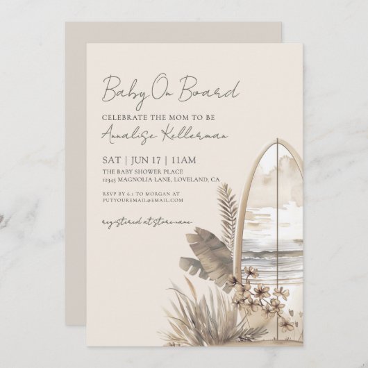 Baby On Board Summer Boho Beach Baby Shower Kaart (Voorkant / Achterkant)