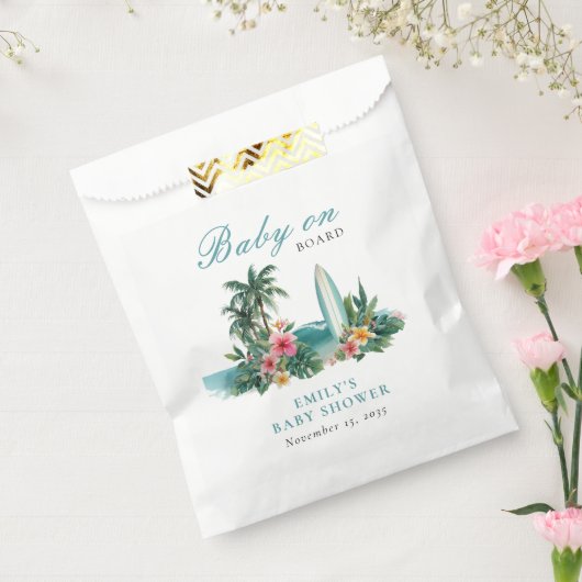 Baby On Board Surf Beach Baby Shower Bedankzakje (Gezegeld)
