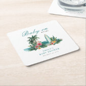 Baby On Board Surf Beach Baby Shower Kartonnen Onderzetters (Schuin)