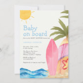 Baby on Board Surfboard Beach Baby Shower Kaart (Voorkant)