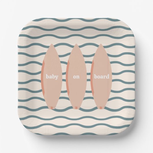 "Baby On Board" Surfen Baby shower Ocean Theme Papieren Bordje (Voorkant)