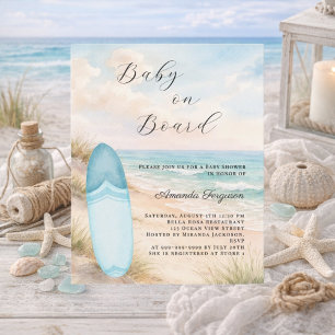 Baby on Board surfplank jongen Baby Shower uitnodi