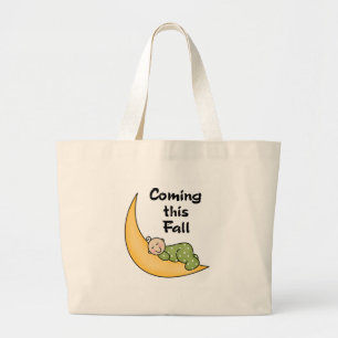 Baby on Moon Herfst Grote Tote Bag