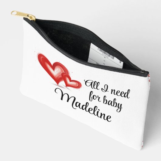 Baby On The Go Bag,  Hearts, Personalized  Etui (Open)