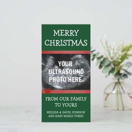 Baby on The Way Christmas Ultrasound Feestdagenkaart (Staand voorkant)