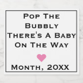 Baby on the Way Sparkling Wine Label Sparkling Wijnetiket (Enkel label)