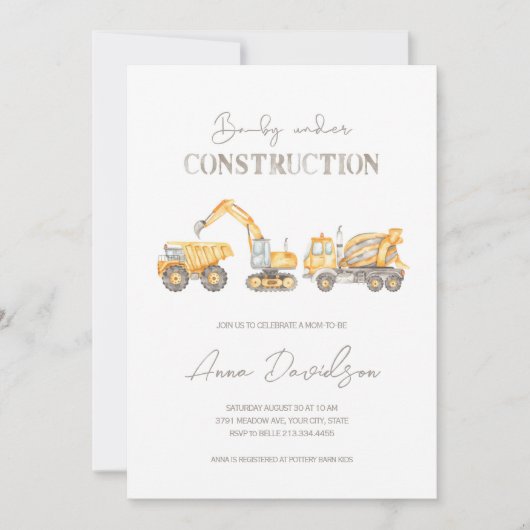 Baby onder Baby shower van de bouw Kaart (Voorkant)