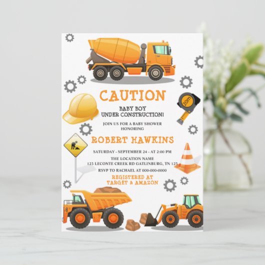 Baby onder Baby shower van de bouw Kaart (Staand voorkant)