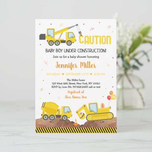 Baby Onder Baby shower van de Bouw van de Jongen Kaart (Staand voorkant)