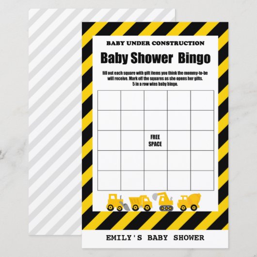 Baby onder Baby shower voor de bouw (Voorkant / Achterkant)