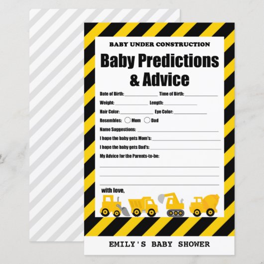 Baby onder Baby shower voor de bouw (Voorkant / Achterkant)